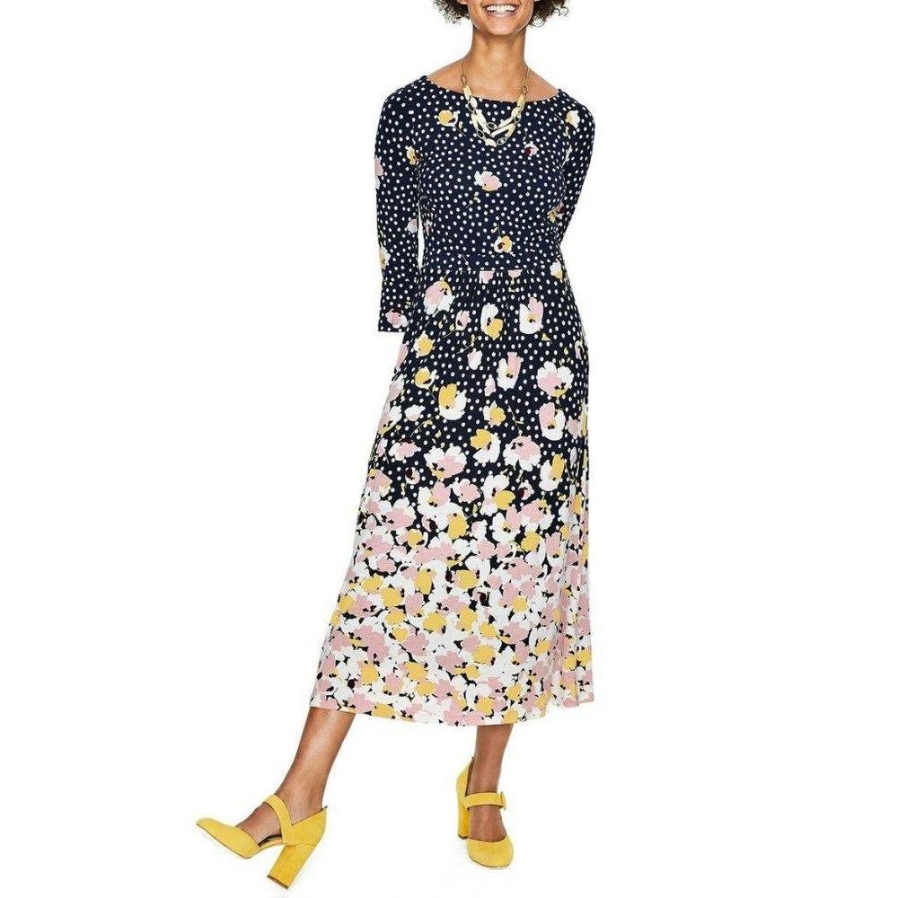 Boden Blossom Jersey Midi Dress Size 14R